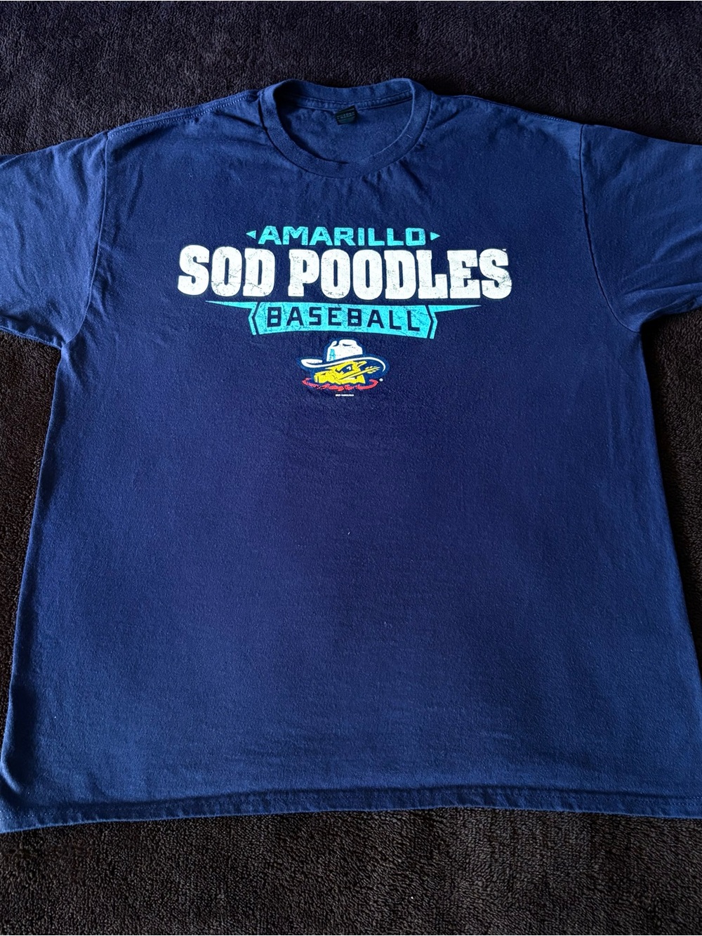 Amarillo Sod Poodles x Gildan heavy cotton navy blue graphic t-shirt large VGC